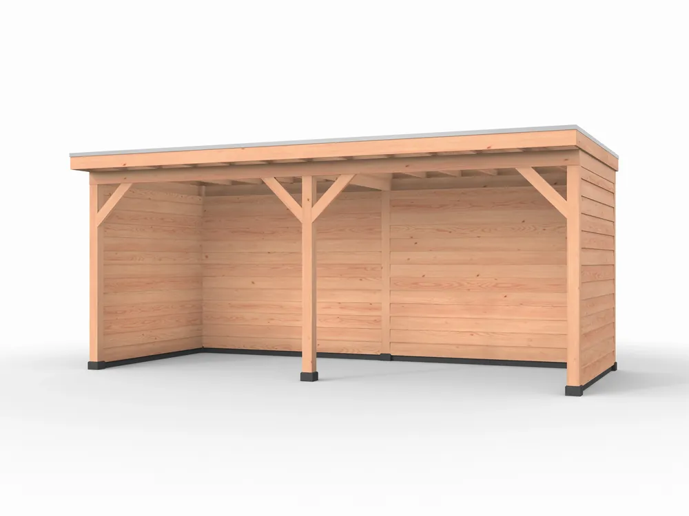 Douglas overkapping, 600 x 250, met achterwand en twee zijwanden, Westwood Comfort Fabrieksprijs