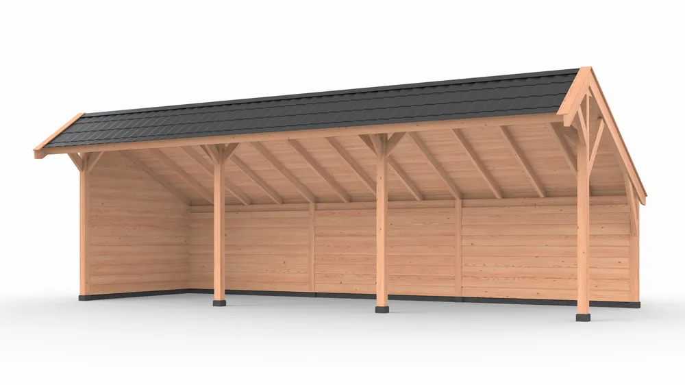 Tijdelijk Beschikbaar Douglas kapschuur, 900 x 300, met achterwand en zijwand, Westwood Comfort