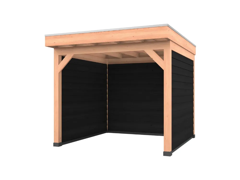 Meest Verkocht Douglas overkapping, 300 x 300, met zwarte achterwand en twee zijwanden, Westwood Comfort Green