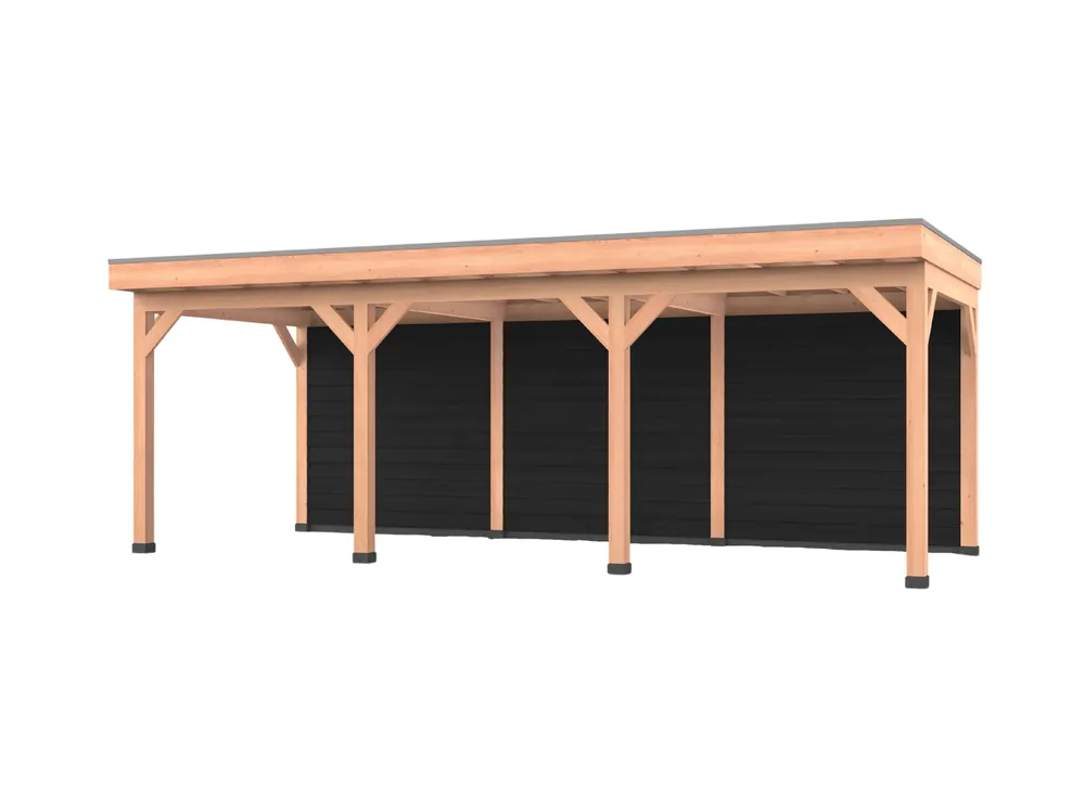Actieprijs Douglas overkapping, 750 x 300, met zwarte achterwand, Westwood Comfort Green
