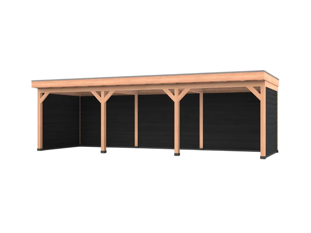 Douglas overkapping, 900 x 300, met zwarte achterwand en twee zijwanden, Westwood Comfort Green Beste Prijs