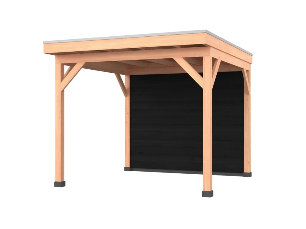 Nu Kopen Douglas overkapping, 300 x 300, met achterwand, Westwood Comfort Zwart