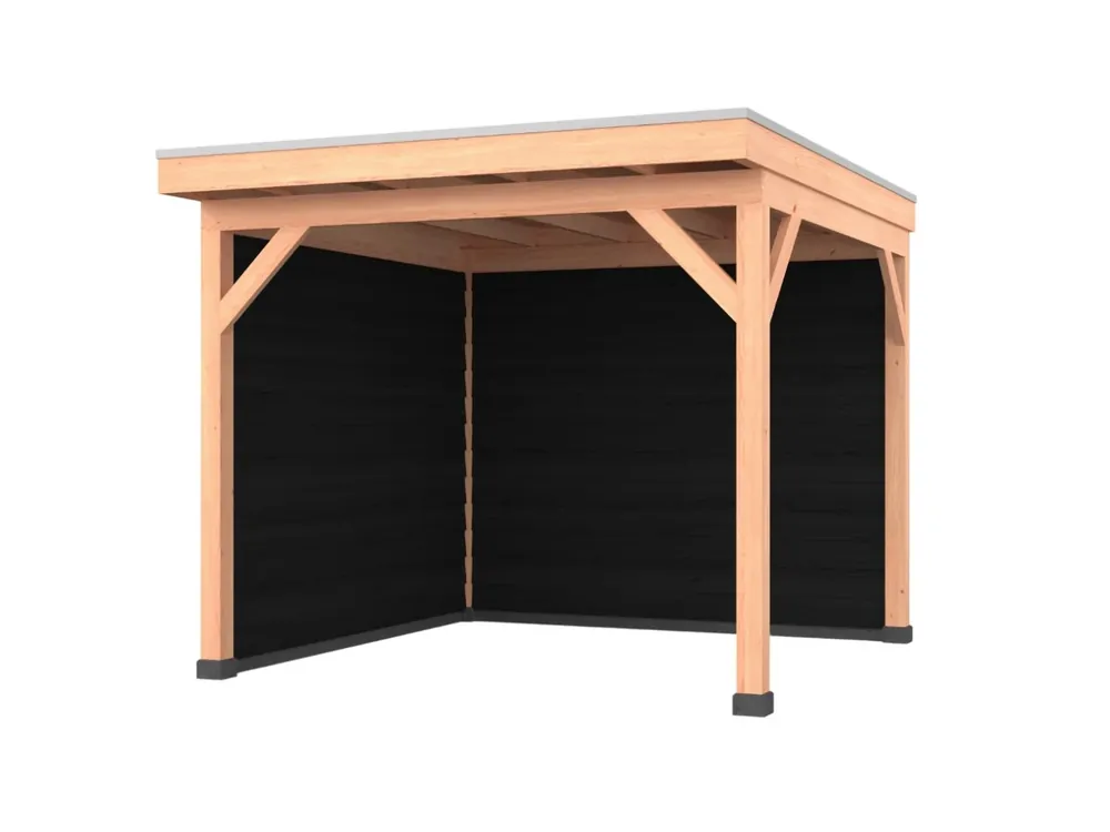 Douglas overkapping, 300 x 300, met achterwand en zijwand, Westwood Comfort Zwart Korting