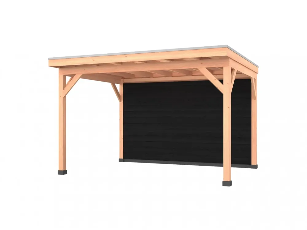 Douglas overkapping, 400 x 300, met achterwand, Westwood Comfort Zwart Koopje