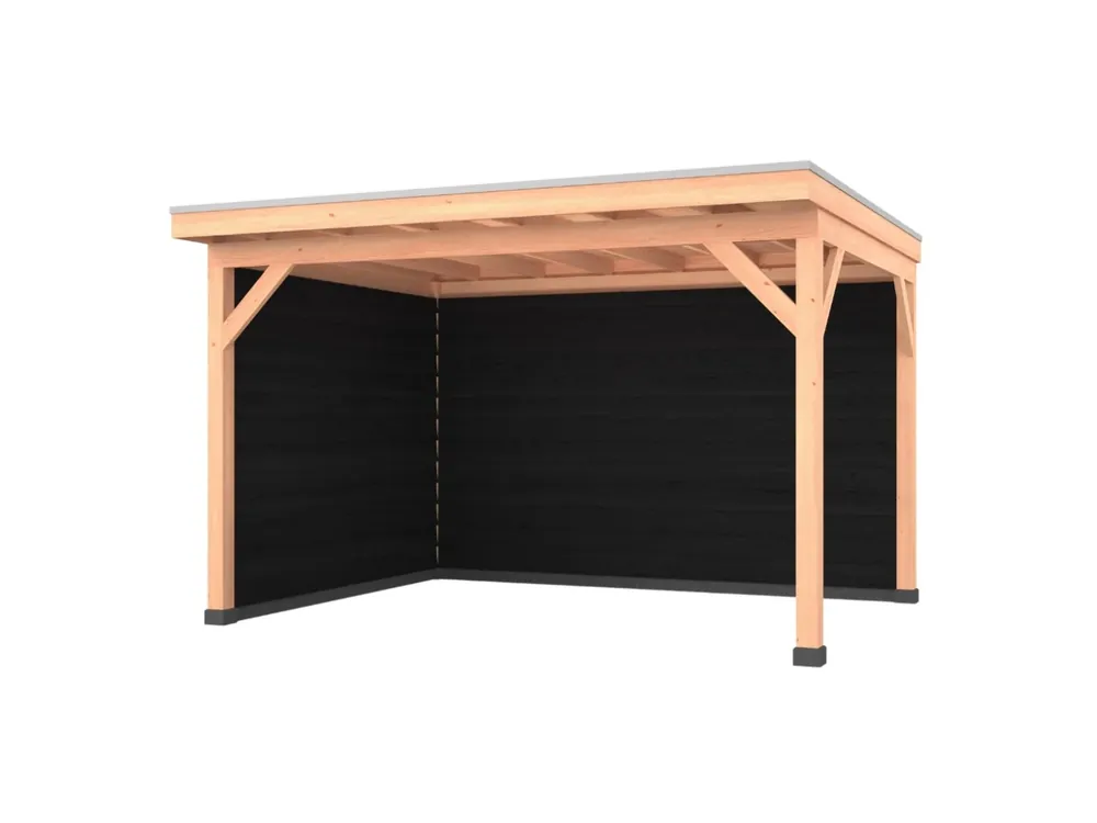 Douglas overkapping, 400 x 300, met achterwand en zijwand, Westwood Comfort Zwart Betrouwbaar