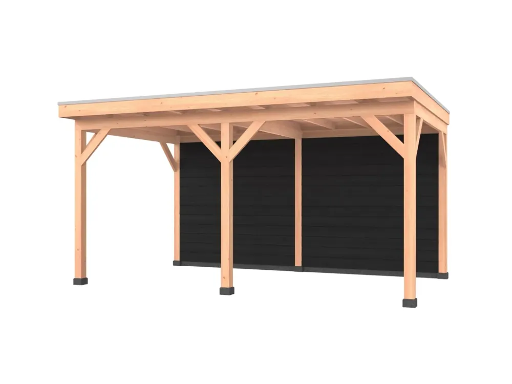 Douglas overkapping, 500 x 300, met achterwand, Westwood Comfort Zwart Alleen Vandaag