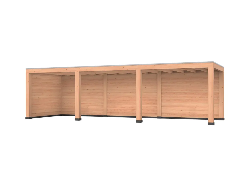 Laatste Versie Douglas overkapping, 900 x 300, met achterwand en zijwand, Westwood Modern