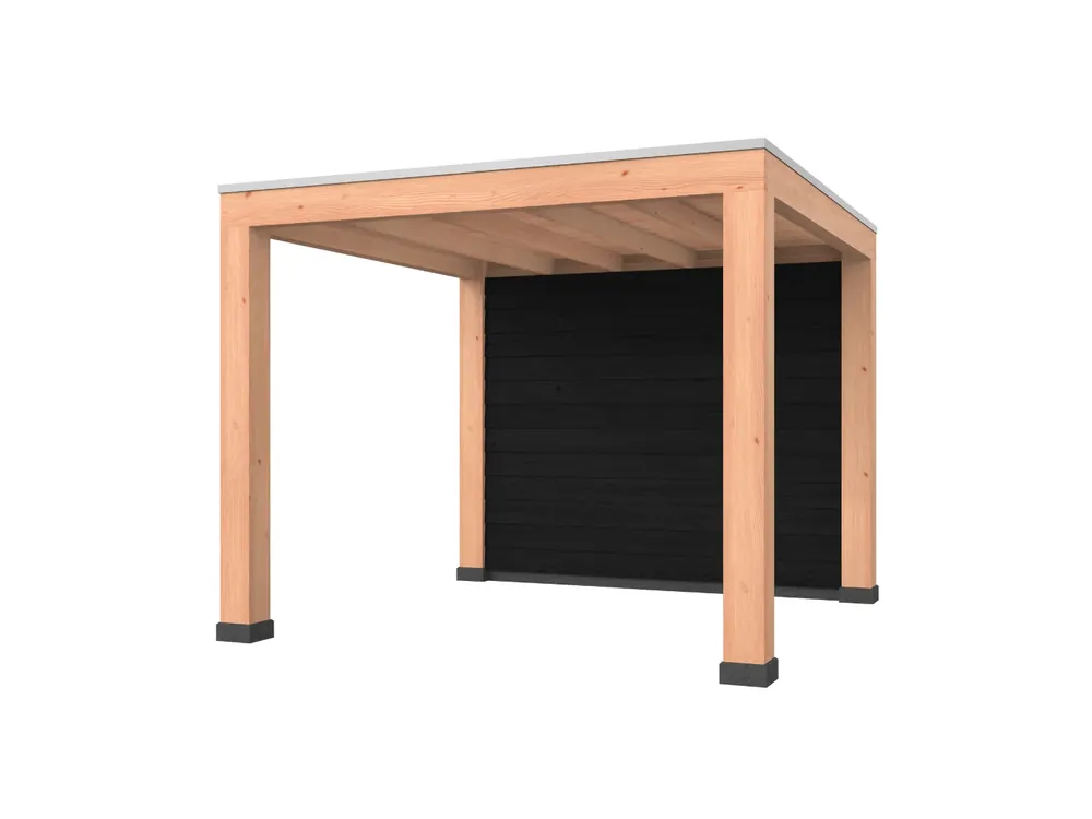 Express Levering Douglas overkapping, 300 x 300, met zwarte achterwand, Westwood Modern