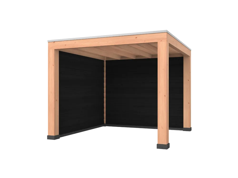 Douglas overkapping, 300 x 300, met zwarte achterwand en zijwand, Westwood Modern Gereduceerde Prijs