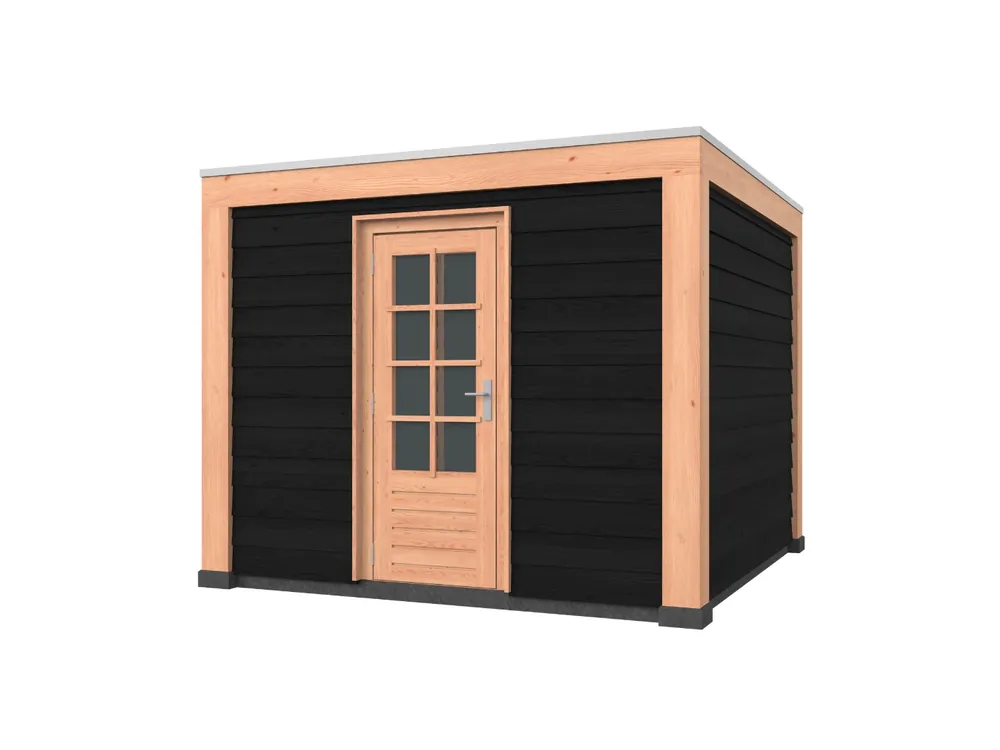 Douglas overkapping, 300 x 300, met zwarte schuur, Westwood Modern Actieprijs