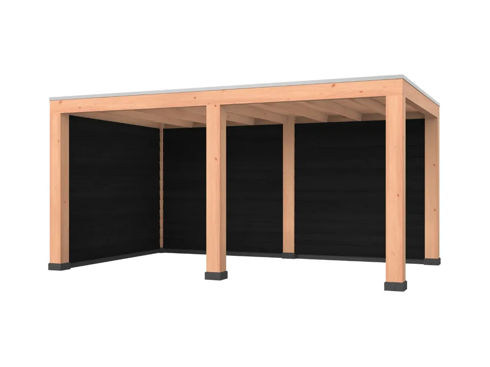 Douglas overkapping, 500 x 300, met zwarte achterwand en zijwand, Westwood Modern Korting