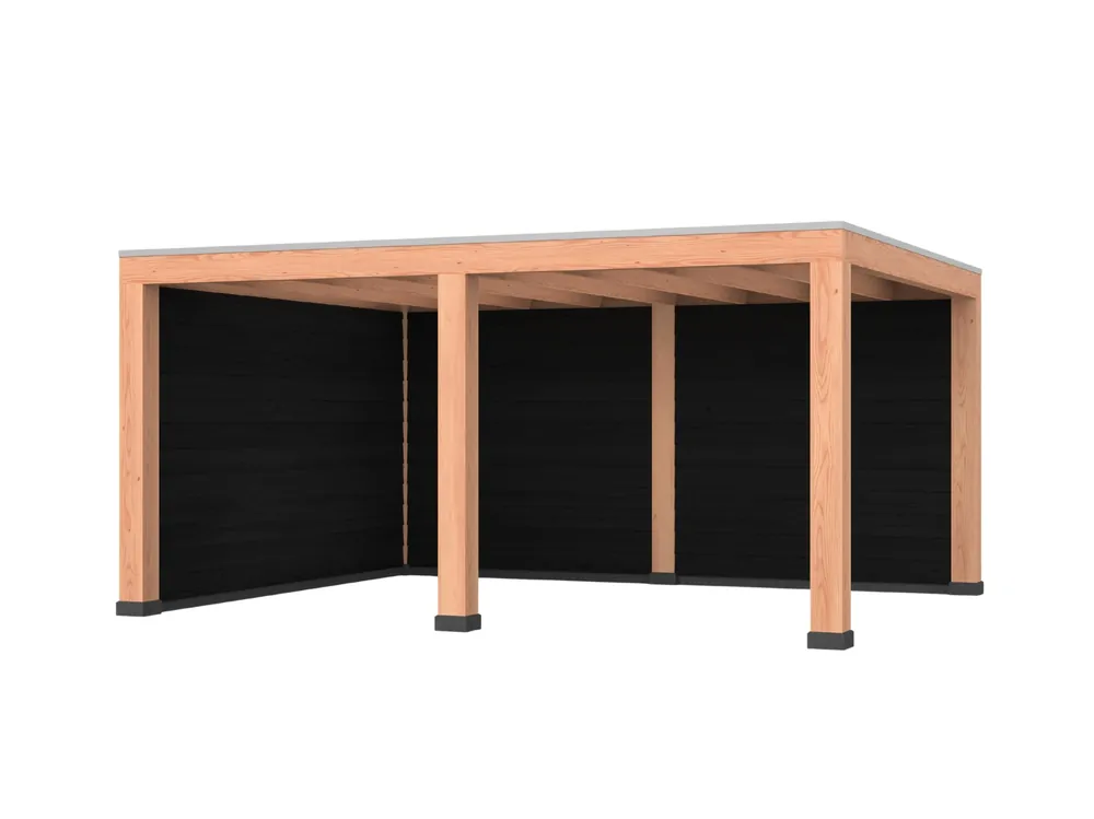 Betaalbaar Douglas overkapping, 500 x 400, met zwarte achterwand en zijwand, Westwood Modern