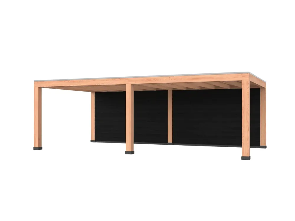 Douglas overkapping, 600 x 400, met zwarte achterwand, Westwood Modern Exclusieve Aanbieding
