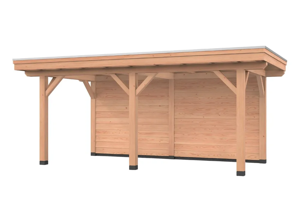 Shop Nu Douglas overkapping, 600 x 300, met achterwand, Westwood Vrijbuiter