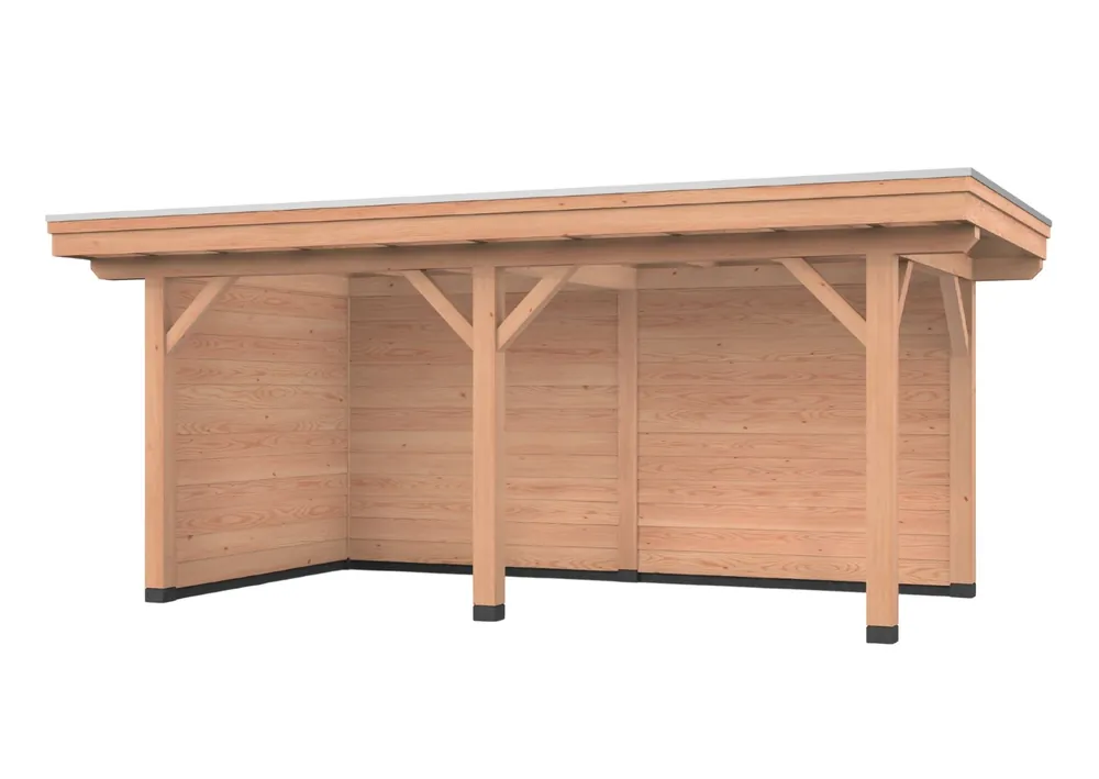 Bestseller Douglas overkapping, 600 x 300, met achterwand en zijwand, Westwood Vrijbuiter