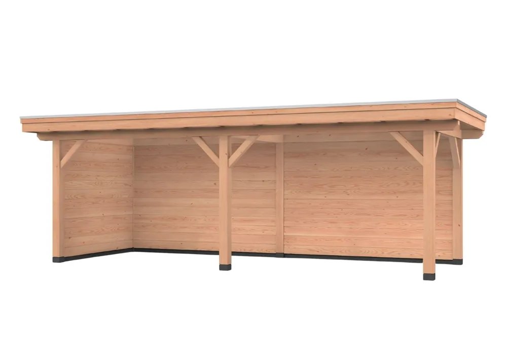 Lage Prijs Douglas overkapping, 750 x 300, met achterwand en zijwand, Westwood Vrijbuiter