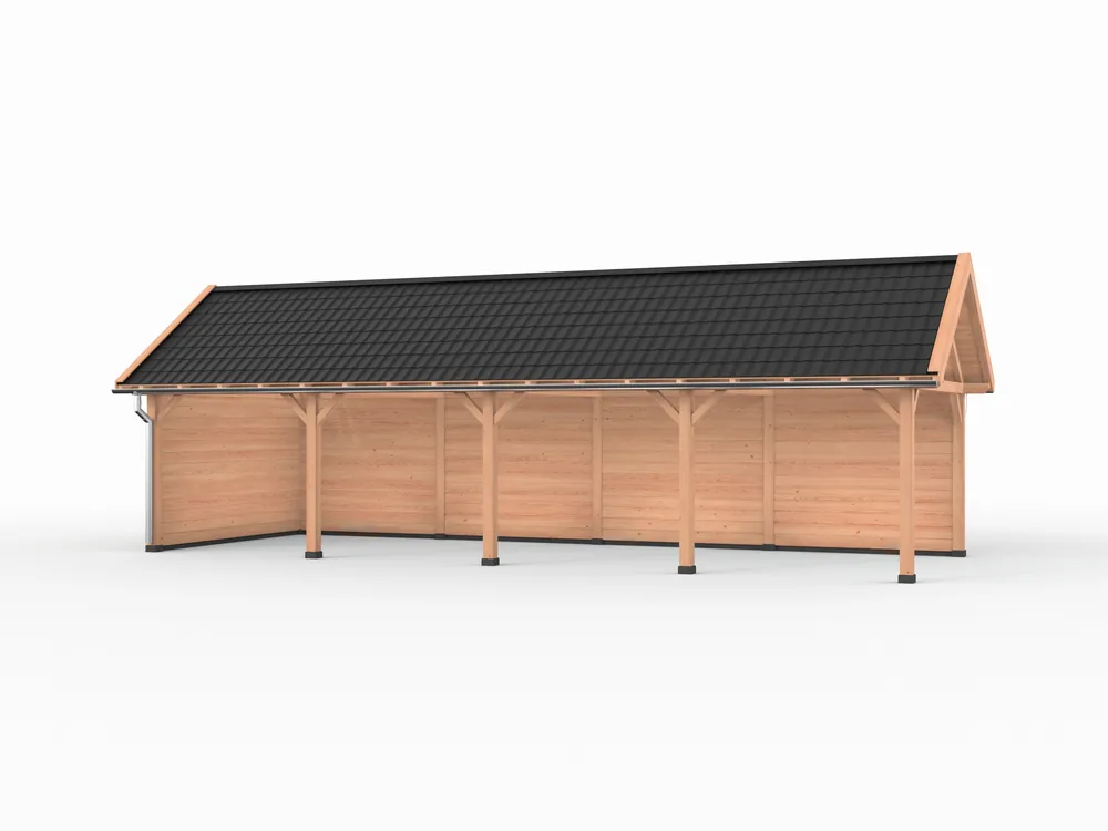 Shop Nu Douglas overkapping zadeldak, 1200 x 400, met achterwand en zijwand, Westwood Vrijbuiter
