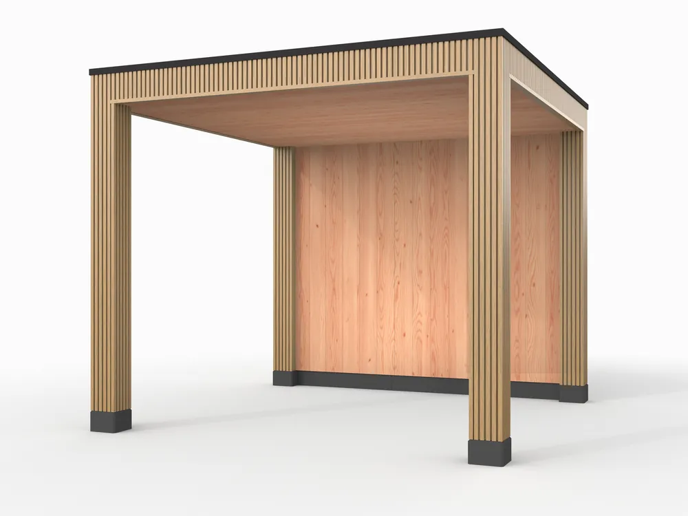 Douglas overkapping, 300 x 300, met achterwand, Westwood Rhombus Red Cedar Actieprijs