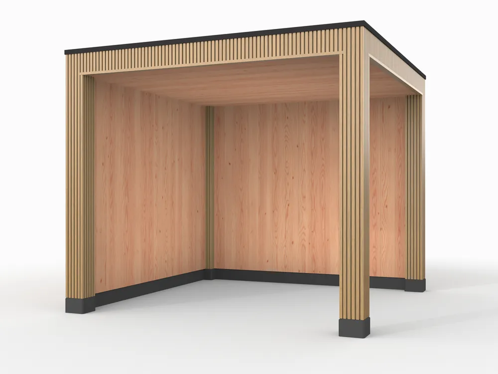 Douglas overkapping, 300 x 300, met achterwand en zijwand, Westwood Rhombus Red Cedar Betrouwbaar