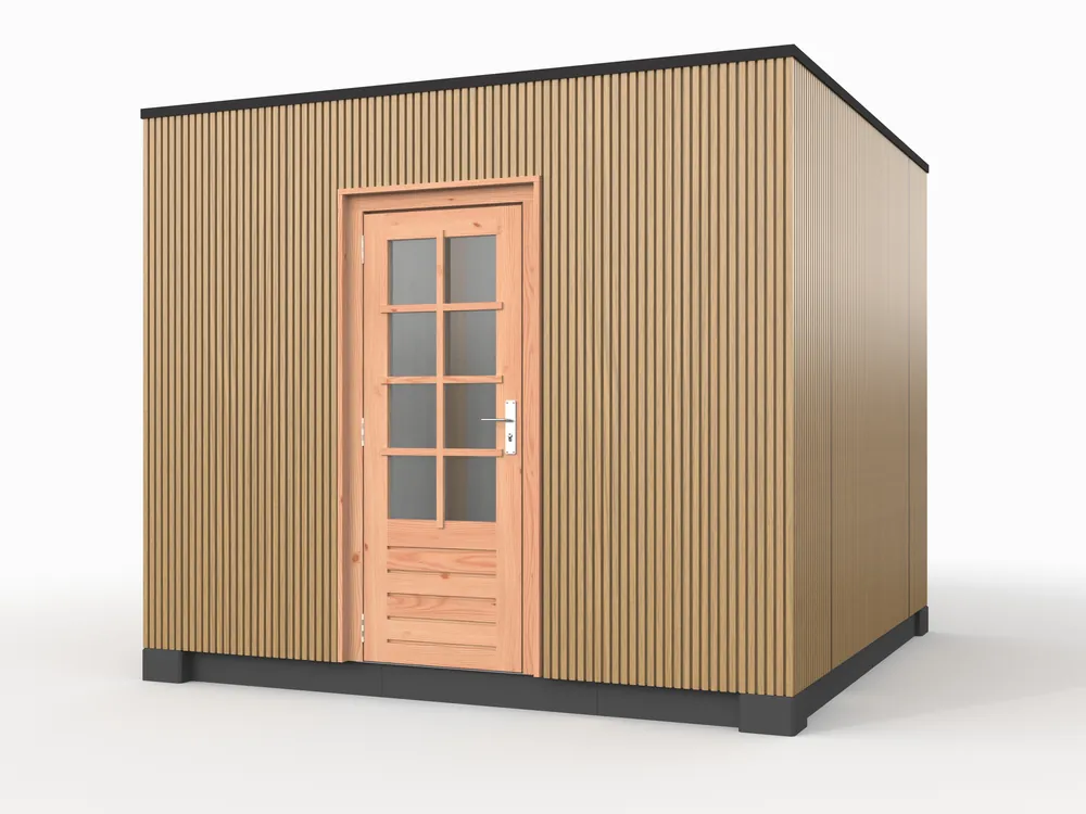 Douglas overkapping, 300 x 300, met schuur, Westwood Rhombus Red Cedar Bestseller