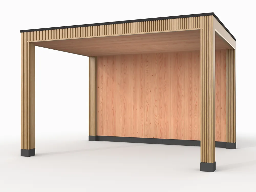 Voordeelprijs Douglas overkapping, 400 x 300, met achterwand, Westwood Rhombus Red Cedar