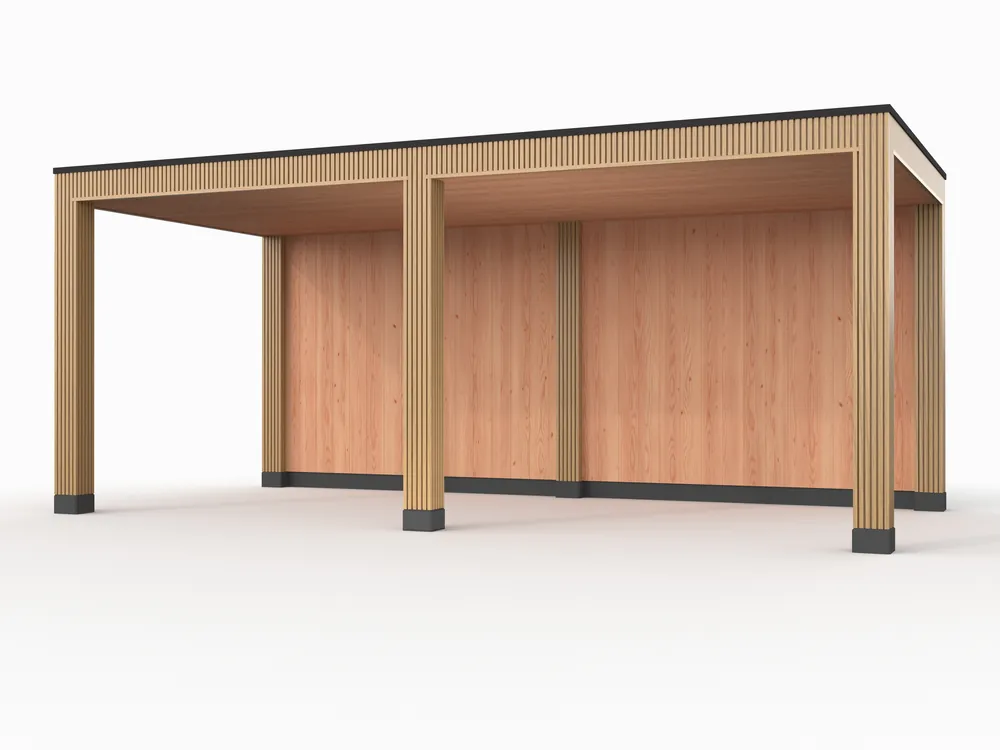 Douglas overkapping, 600 x 300, met achterwand, Westwood Rhombus Red Cedar Alleen Vandaag