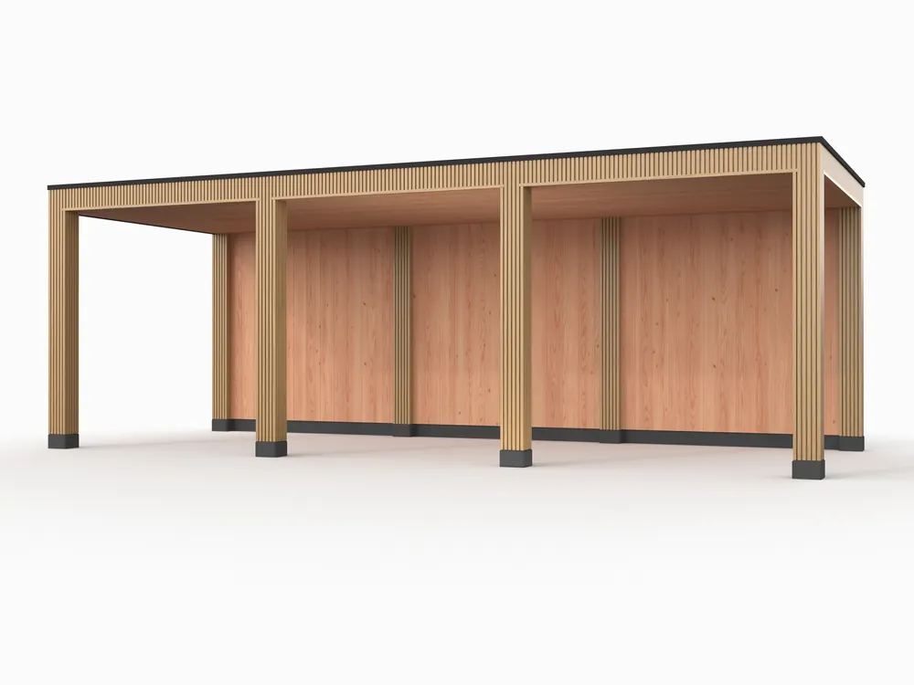 Douglas overkapping, 750 x 300, met achterwand, Westwood Rhombus Red Cedar Voordeelprijs