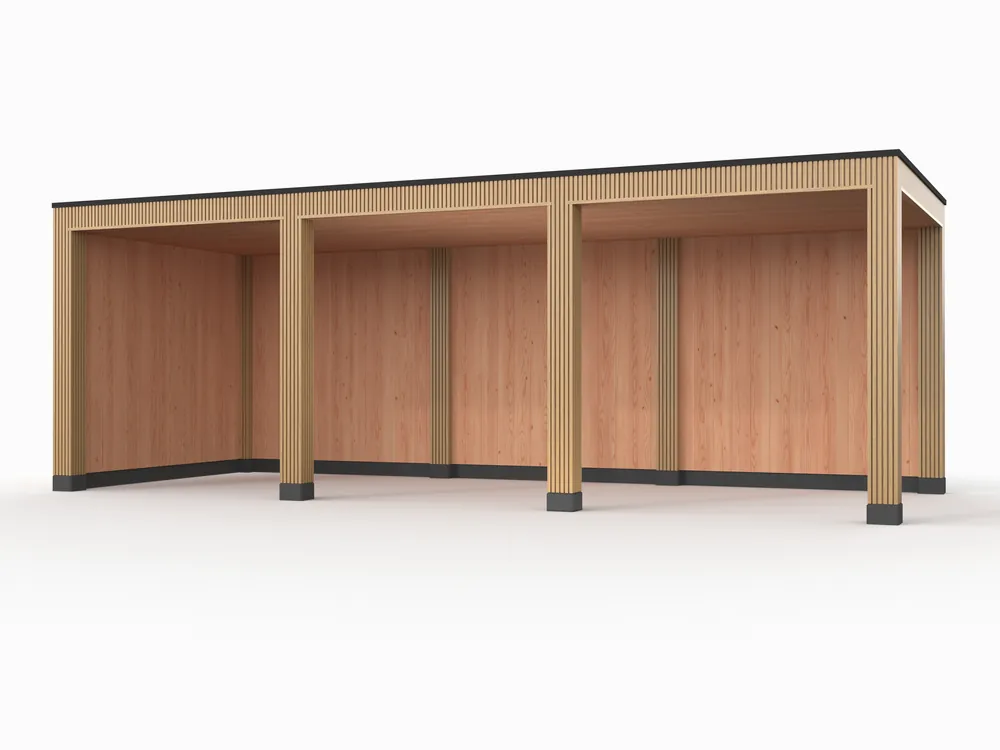 Douglas overkapping, 750 x 300, met achterwand en zijwand, Westwood Rhombus Red Cedar Gereduceerde Prijs
