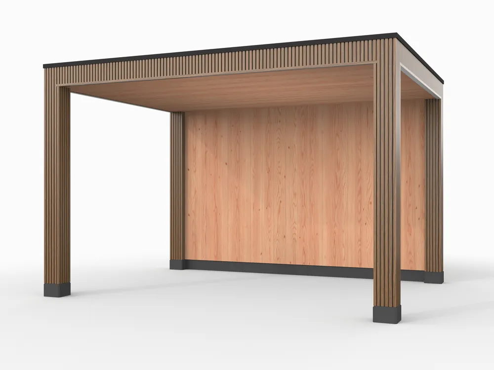 Douglas overkapping, 400 x 300, met achterwand, Westwood Rhombus Teak Rechtstreeks Van De Fabrikant