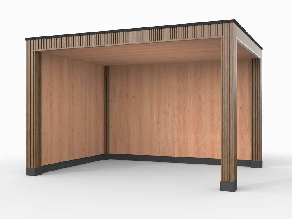 Favoriet Douglas overkapping, 400 x 300, met achterwand en zijwand, Westwood Rhombus Teak