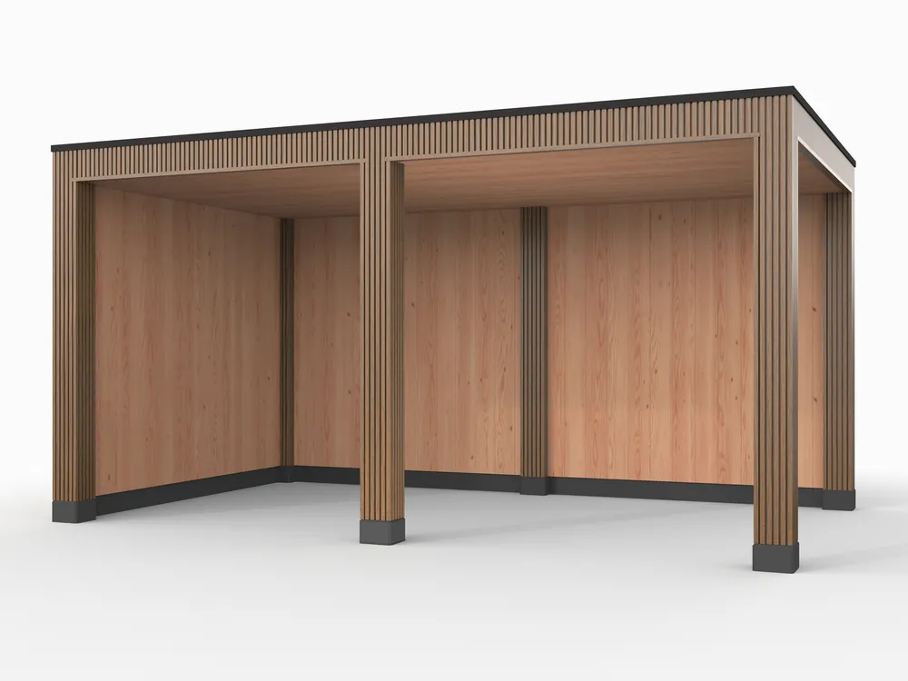 Douglas overkapping, 500 x 300, met achterwand en zijwand, Westwood Rhombus Teak Nu Kopen