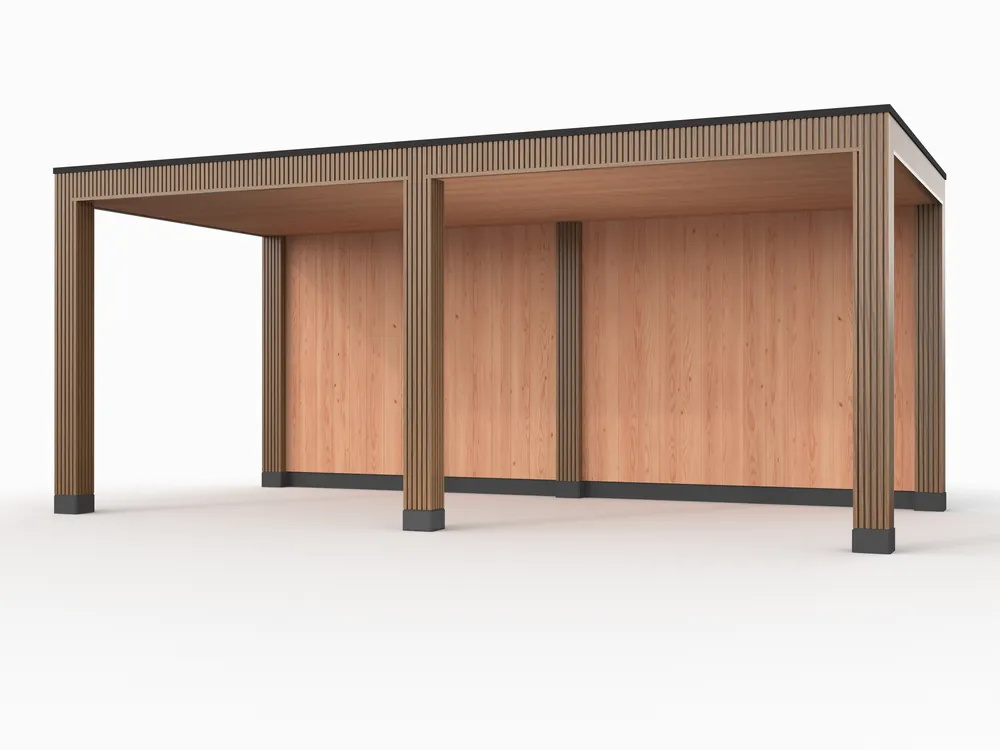 Douglas overkapping, 600 x 300, met achterwand, Westwood Rhombus Teak Hete Deal
