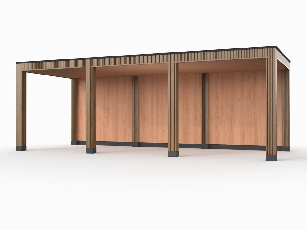 Dagaanbieding Douglas overkapping, 750 x 300, met achterwand, Westwood Rhombus Teak