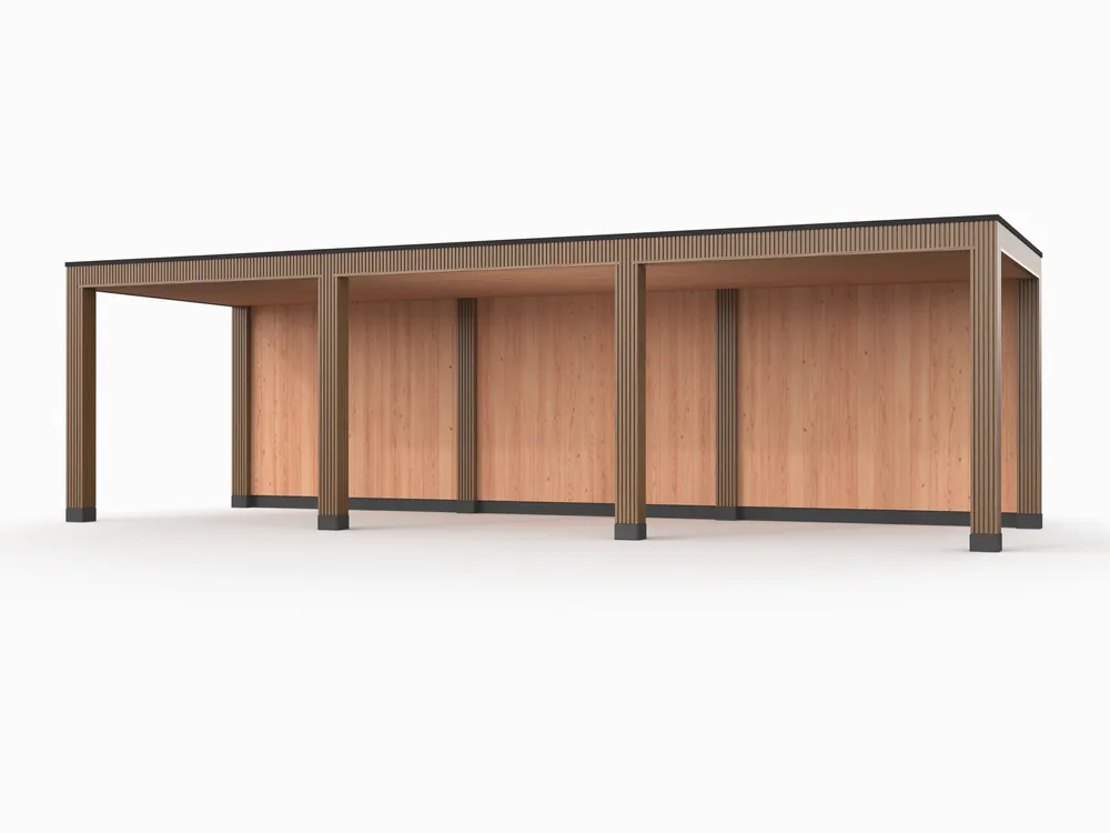 Exclusieve Aanbieding Douglas overkapping, 900 x 300, met achterwand, Westwood Rhombus Teak