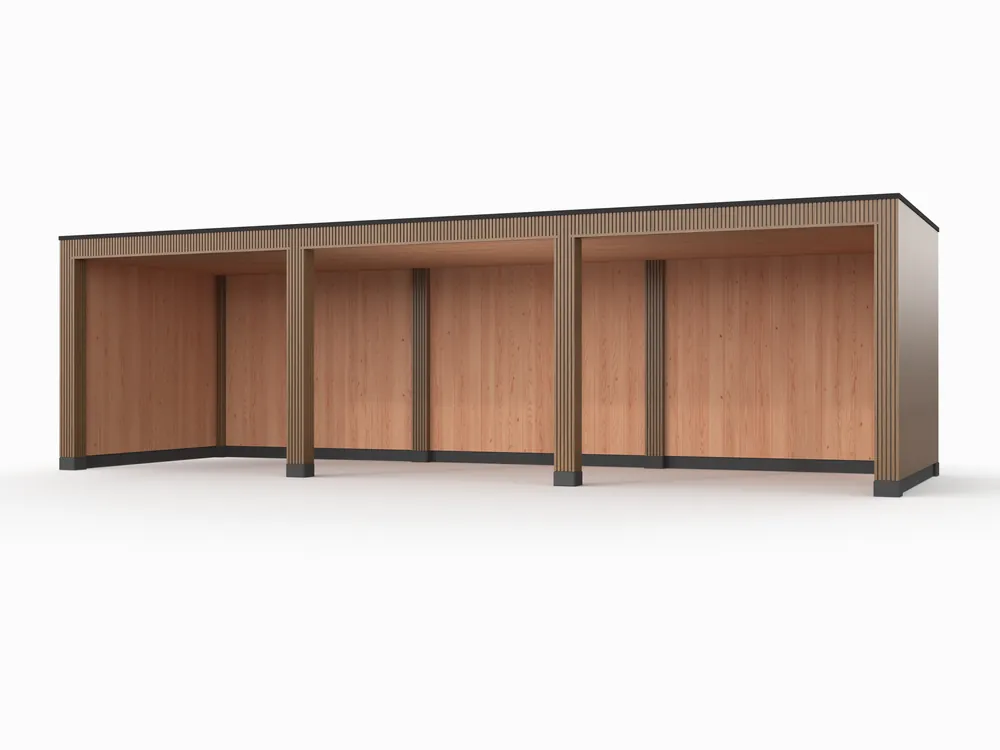 Actieprijs Douglas overkapping, 900 x 300, met achterwand en twee zijwanden, Westwood Rhombus Teak