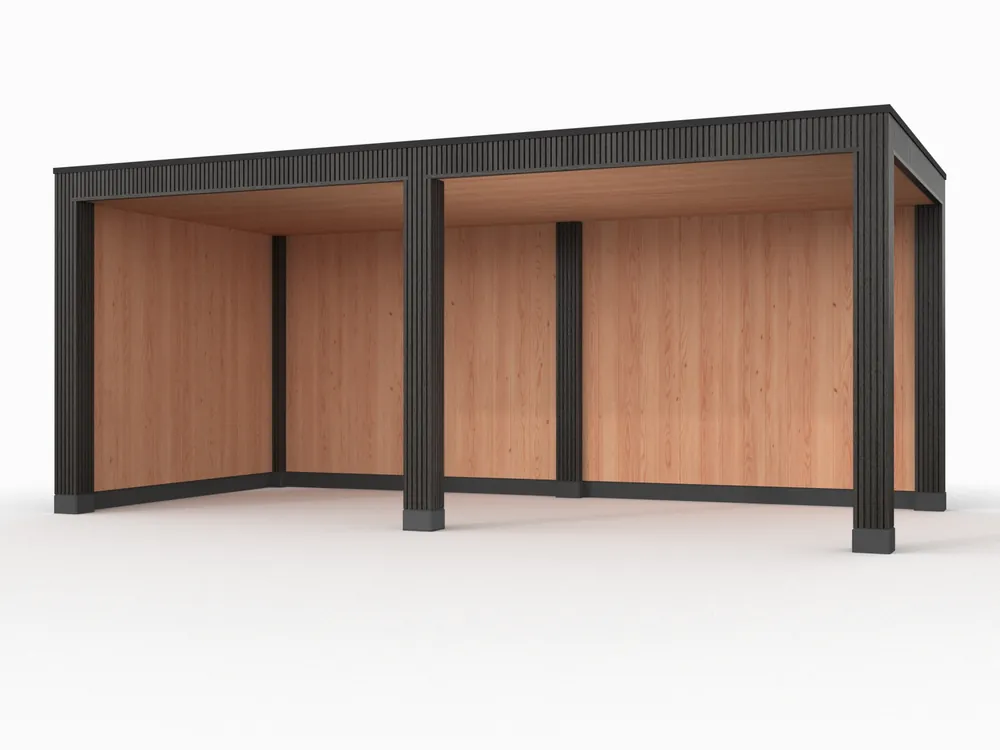 Goedkoop Douglas overkapping, 600 x 300, met achterwand en zijwand, Westwood Rhombus Zwart