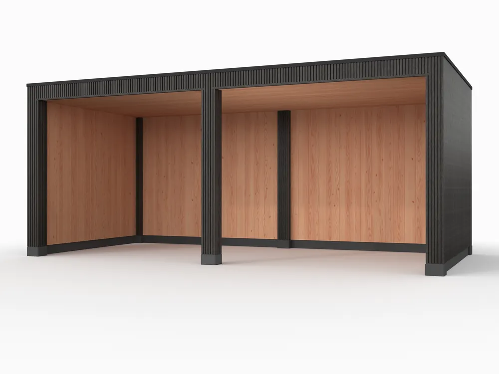 Veilige Betaling Douglas overkapping, 600 x 300, met achterwand en twee zijwanden, Westwood Rhombus Zwart