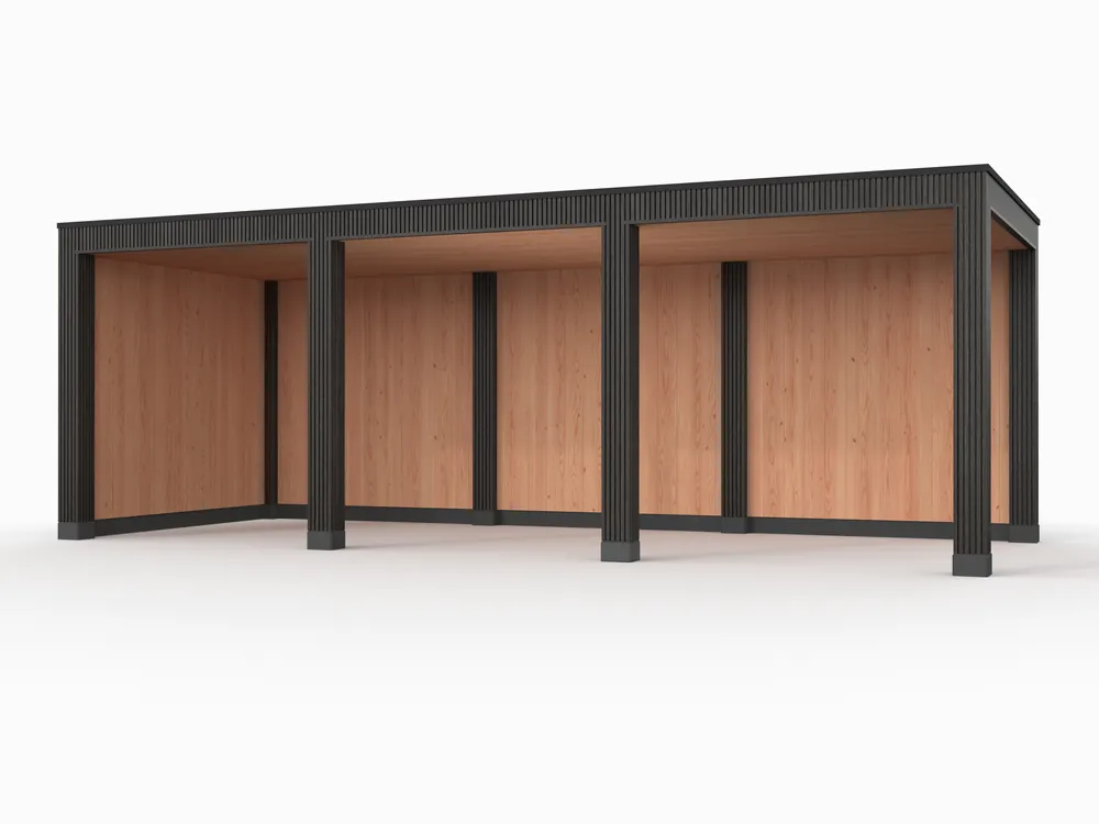 Alleen Vandaag Douglas overkapping, 750 x 300, met achterwand en zijwand, Westwood Rhombus Zwart