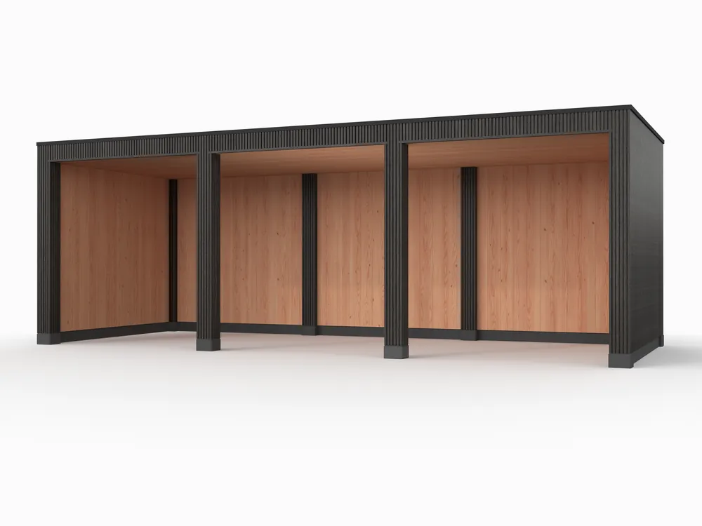 Douglas overkapping, 750 x 300, met achterwand en twee zijwanden, Westwood Rhombus Zwart Uitverkoop