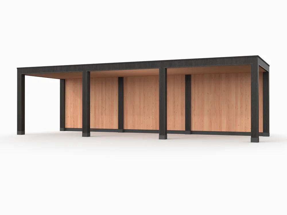 Shop Nu Douglas overkapping, 900 x 300, met achterwand, Westwood Rhombus Zwart