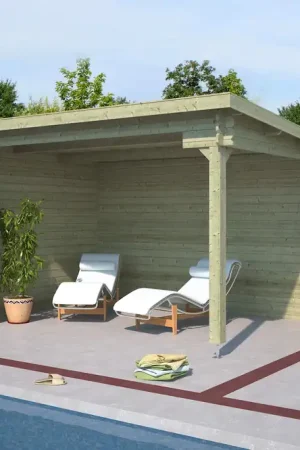 Fabrieksprijs Outdoor Life Blokhut Lara Groen Geïmpregneerd 380 x 275 cm