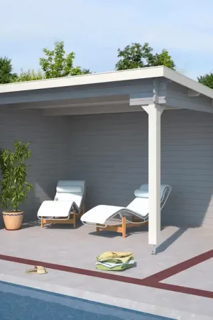 Meest Verkocht Outdoor Life Blokhut Lara Platinum Grey-Wit 380 x 275 cm
