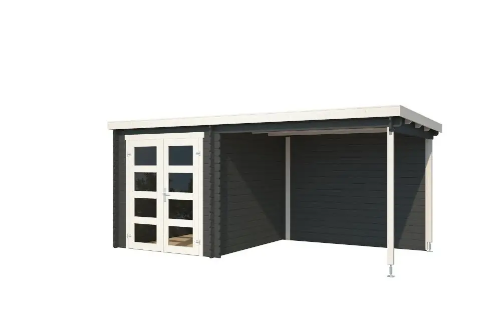 Outdoor Life Blokhut Helena Carbon Grey-Wit 472 x 230 cm Seizoensaanbieding