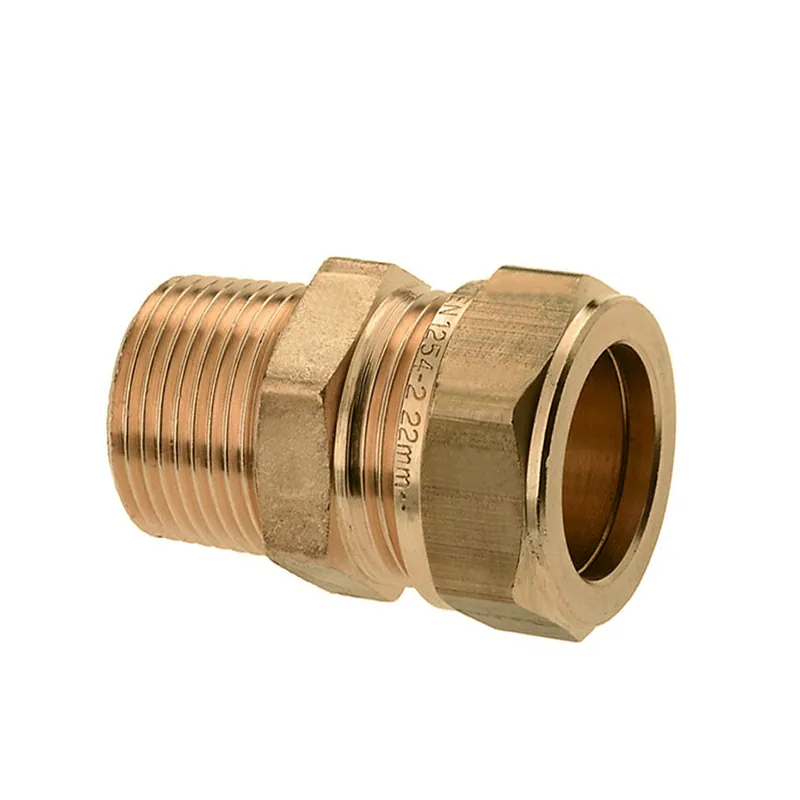 Laatste Kans Messing draadkoppeling, knel x buitendraad - 22 mm x 1/2"