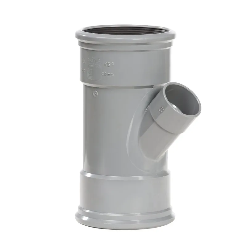 Superprijs PVC verloop T-stuk 45 graden 125 x 50 mm 2x manchet 1x lijm