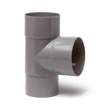 Fabrieksprijs PVC HWA T-stuk 2x mof 90 graden - 70 mm verjongd spie-eind