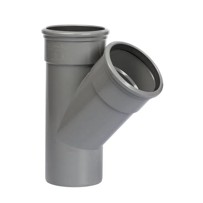 PVC T-stuk 45 graden 125 mm SN8 (2 x manchet/ 1 x spie) Op = Op