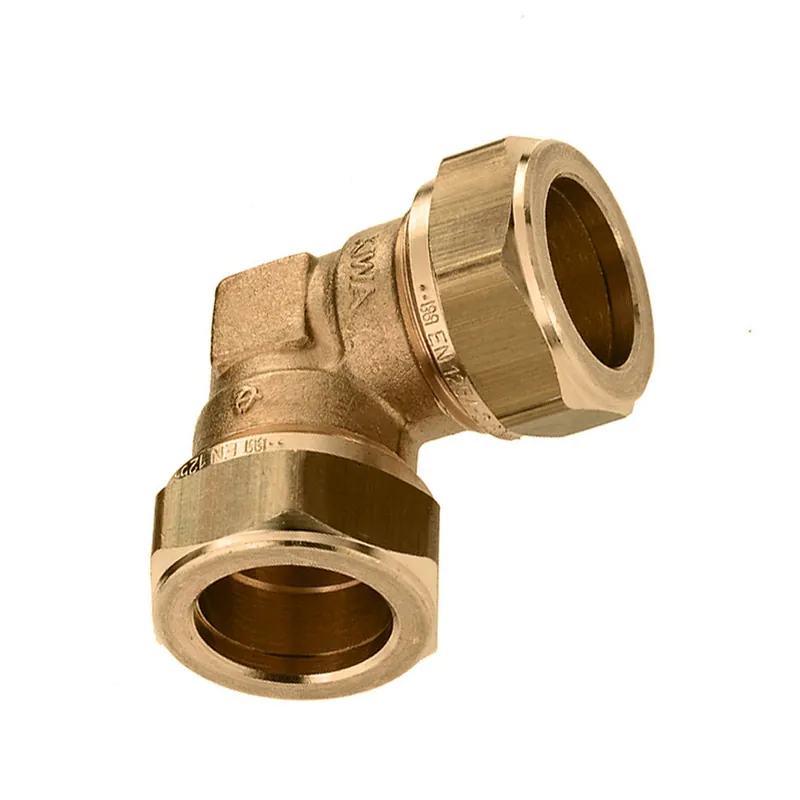 Actieprijs Messing knel knie 90 graden, 2 x knel - 22 mm