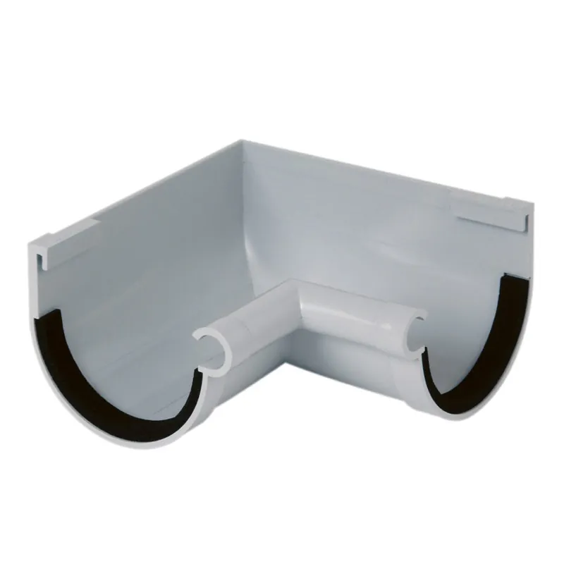 PVC mastgoot binnenhoekstuk 90° 70 mm, Grijs, Nicoll Premium