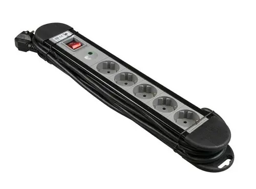 Stekkerdoos ZWART 3METER MA 5 VOUDIG Express Levering